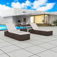 Garden Chairs 2 pcs Polyrattan Brown - Garden Lounger