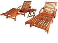 Garden chairs 2 pcs with a table of massive acacia - Garden Lounger