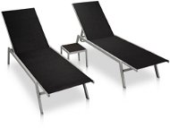Garden Lounger Garden Chairs 2 pcs with Table Steel and Textile Black - Zahradní lehátko