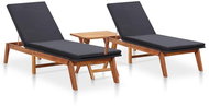 Garden chairs 2 pcs with a table polyrattan and massive acacia - Garden Lounger