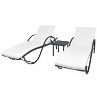 Garden Chairs 2 pcs with Table Polyrattan Black - Garden Lounger