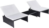 Garden Chairs 2 pcs with Table Polyrattan Black - Garden Lounger