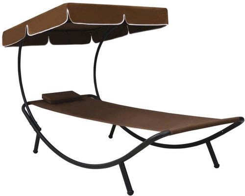 Garden bed with canopy and cushion brown - Garden Bed - Main image