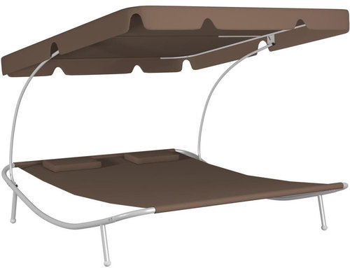 Garden Bed with Canopy and Pillows Brown - Garden Lounger - Main image