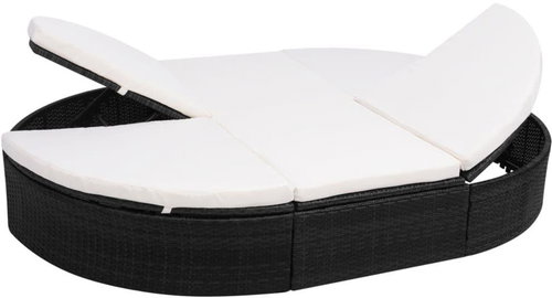 Garden bed with cushion polyrattan black - Garden Bed - Main image