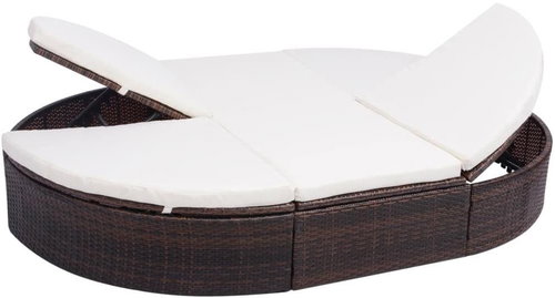 Garden bed with cushion polyrattan brown - Garden Bed - Main image