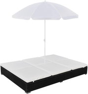 Garden bed with umbrella polyrattan black - Garden Bed