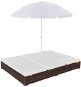 Garden bed with umbrella polyrattan brown - Garden Bed