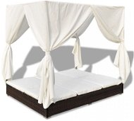 Garden bed with curtains polyrattan brown - Garden Bed