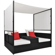 Garden bed with canopy black 190 x 130 cm polyrattan - Garden Bed