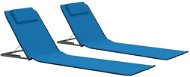 Folding Beach Mats 2 pcs Steel and Blue Fabric - Beach lounger