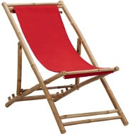 Garden Lounger Bamboo garden chair and red canvas - Zahradní lehátko