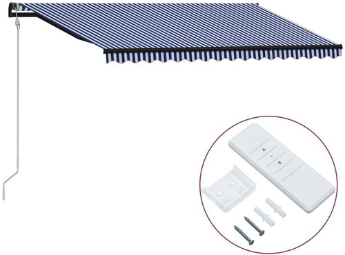Automatic retractable awning 450 x 300 cm blue-white - Awning - Main image