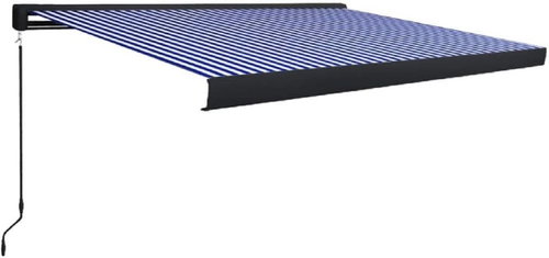  Kazetová markýza na ruční ovládání 300 x 250 cm modro-bílá - Markýza - Hlavní obrázek