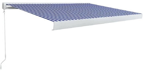 Cassette awning for manual operation 350 x 250 cm blue-white - Awning - Main image
