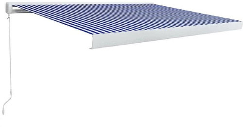 Cassette Awning for Manual Operation 400 x 300cm Blue-white - Awning - Main image