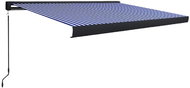 Kazetová markýza s ručním ovládáním 450 x 300 cm modro-bílá - Markýza