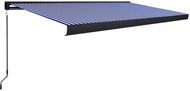Kazetová markýza s ručním ovládáním 500 x 300 cm modro-bílá - Markýza