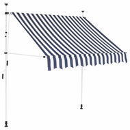 Ručně zatahovací markýza 150 cm modro-bílé pruhy - Markýza