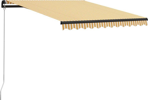 Ručně zatahovací markýza 300 x 250 cm žlutobílá - Markýza - Main image