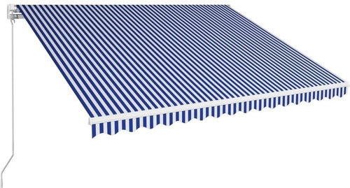 Ručně zatahovací markýza 450 x 300 cm modrobílá - Markýza - Main image