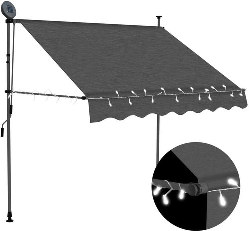 SHUMEE Markýza s LED světlem, antracit 150 cm - Markýza - Main image