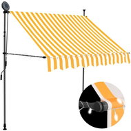 Ručně zatahovací markýza s LED světlem 150 cm bílooranžová - Markýza