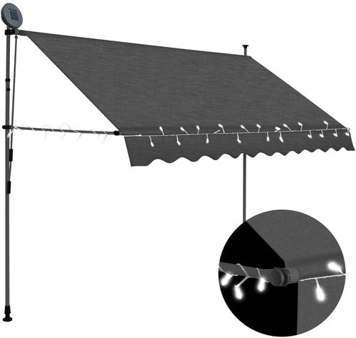 SHUMEE Markýza s LED světlem, antracit 250 cm - Markýza - Main image