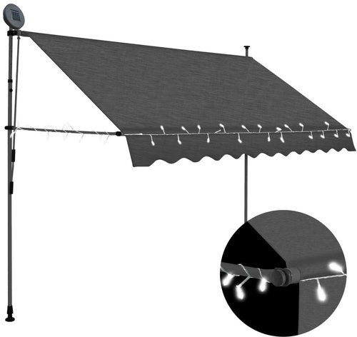 SHUMEE Markýza s LED světlem, antracit 300 cm - Markýza - Main image