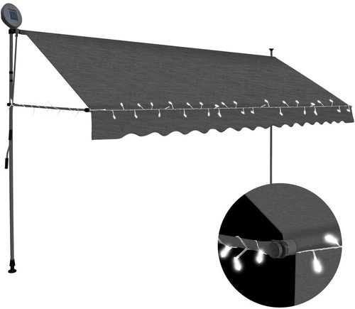 SHUMEE Markýza s LED světlem, antarcit 350 cm - Markýza - Main image