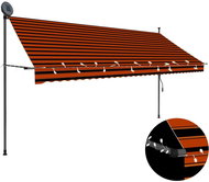 Ručně zatahovací markýza s LED světlem 350 cm oranžovo-hnědá - Markýza