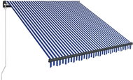 Ručně zatahovací markýza s LED světlem 350 x 250 cm modrobílá - Markýza