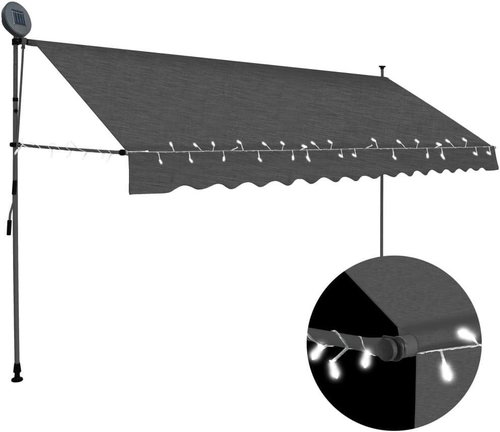 SHUMEE Markýza s LED světlem, antracit 400 cm - Markýza - Main image