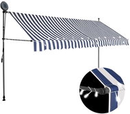 Ručně zatahovací markýza s LED světlem 400 cm modrobílá - Markýza