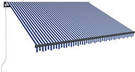 Ručně zatahovací markýza s LED světlem 450 x 300 cm modrobílá - Markýza