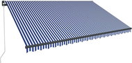 Ručně zatahovací markýza s LED světlem 500 x 300 cm modrobílá - Markýza