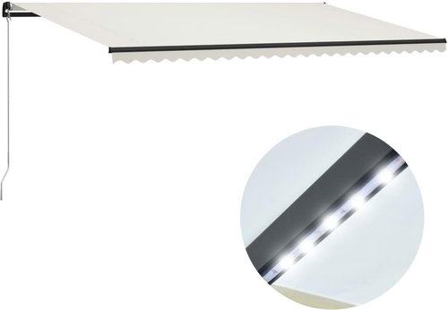 Ručně zatahovací markýza s LED světlem 600 x 300 cm krémová - Markýza - Main image