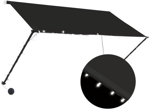 Zatahovací markýza s LED světlem 100 x 150 cm antracitová - Markýza - Main image