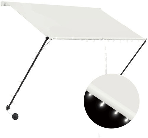 Zatahovací markýza s LED světlem 150 x 150 cm krémová - Markýza - Main image