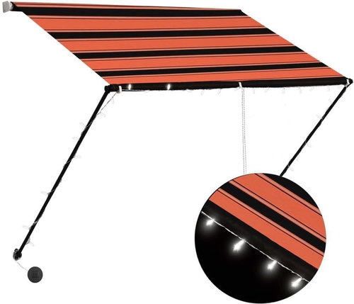 Zatahovací markýza s LED světlem 150 x 150 cm oranžovo-hnědá - Markýza - Main image