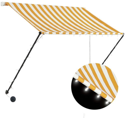 Zatahovací markýza s LED světlem 150 x 150 cm žlutobílá - Markýza - Main image