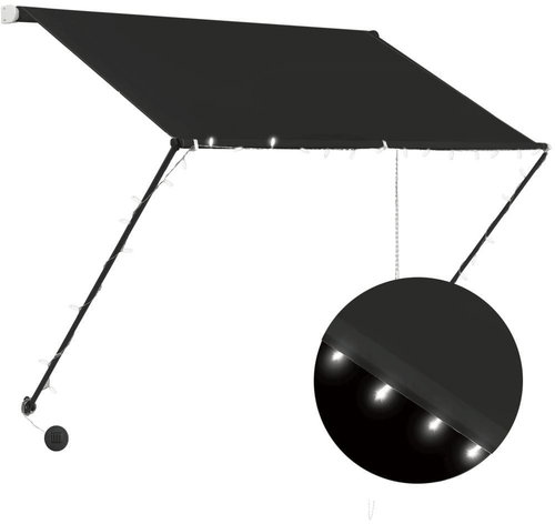 Zatahovací markýza s LED světlem 200 x 150 cm antracitová - Markýza - Main image