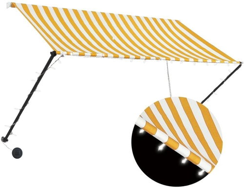 Zatahovací markýza s LED světlem 250 x 150 cm žlutobílá - Markýza - Main image