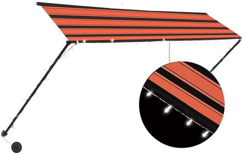Zatahovací markýza s LED světlem 300 x 150 cm oranžovo-hnědá - Markýza - Main image