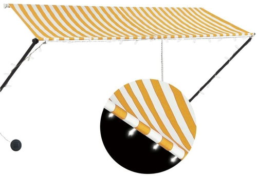 Zatahovací markýza s LED světlem 300 x 150 cm žlutobílá - Markýza - Main image
