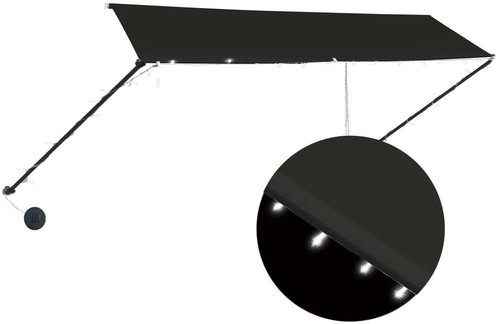 Zatahovací markýza s LED světlem 350 x 150 cm antracitová - Markýza - Main image