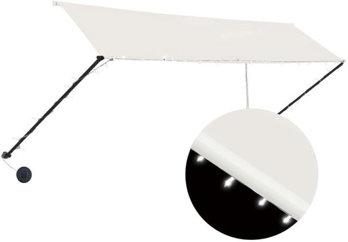 Zatahovací markýza s LED světlem 350 x 150 cm krémová - Markýza - Main image