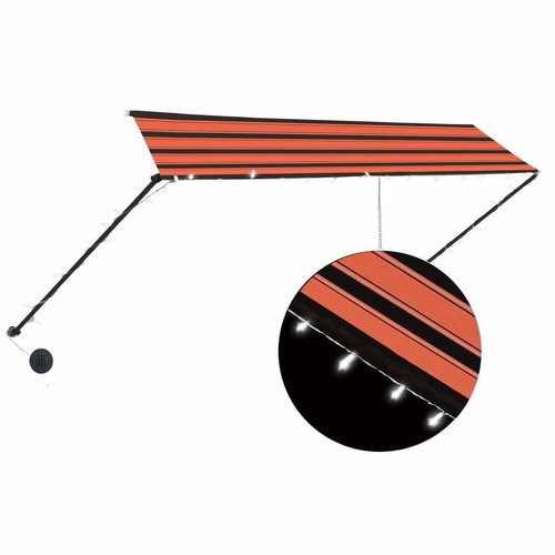 Zatahovací markýza s LED světlem 350 x 150 cm oranžovo-hnědá - Markýza - Main image