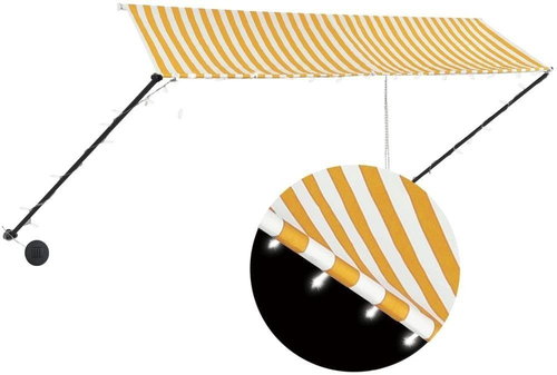 Zatahovací markýza s LED světlem 350 x 150 cm žlutobílá - Markýza - Main image