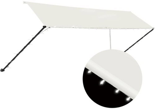 Zatahovací markýza s LED světlem 400 x 150 cm krémová - Markýza - Main image